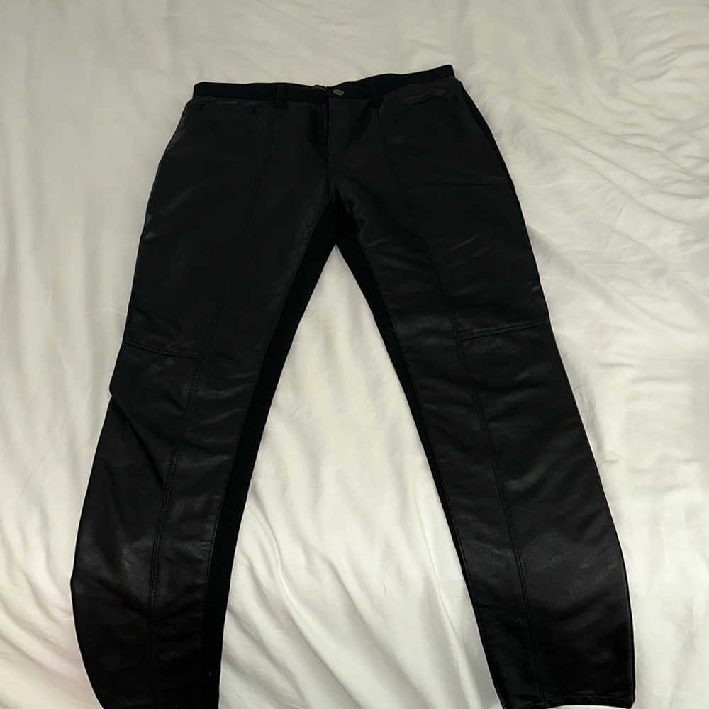 Black Sloan Fit Front Leather Skinny Pant